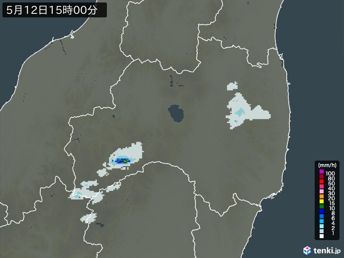 福島県の雨雲レーダー(2026年05月12日)