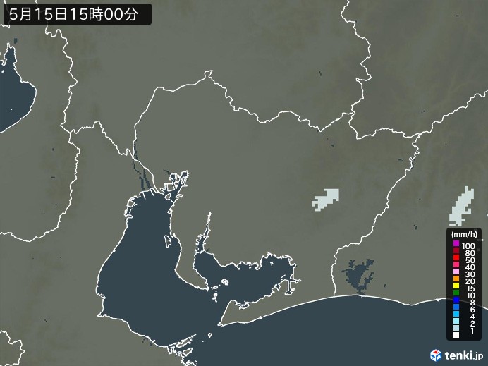 愛知県の雨雲レーダー(2026年05月15日)