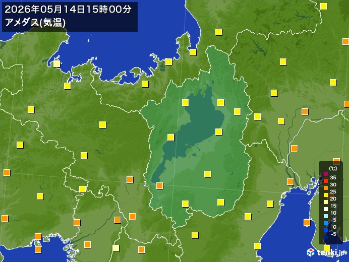滋賀県の過去のアメダス実況(2026年05月14日)(気温) - 日本気象協会 tenki.jp