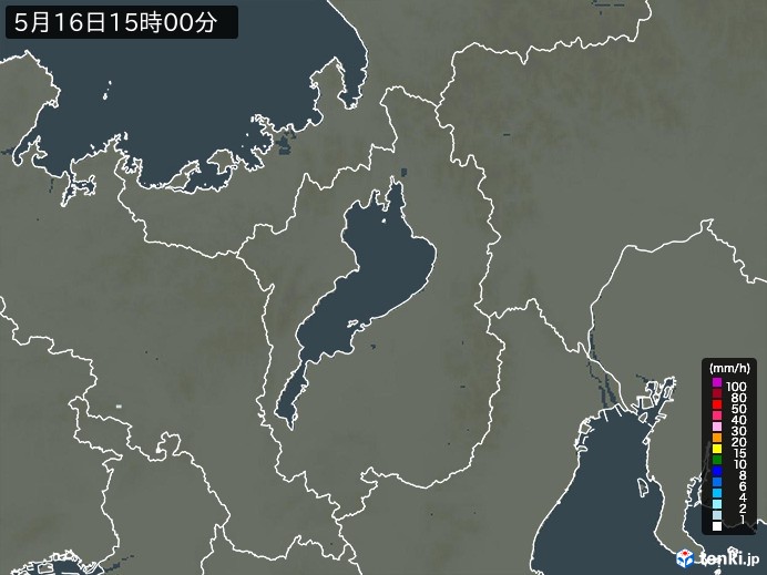 滋賀県の雨雲レーダー(2026年05月16日)