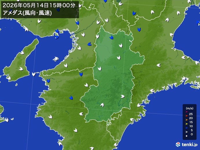 奈良県の過去のアメダス実況(2026年05月14日)(風向・風速) – 日本気象協会 tenki.jp 奈良県の過去のアメダス実況(2026年05月14日)(風向・風速) - 日本気象協会 tenki.jp
