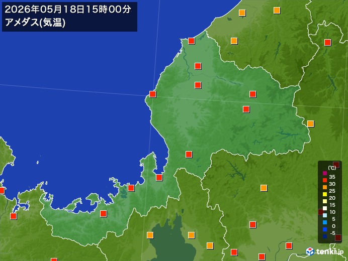 福井県の過去のアメダス実況(2026年05月18日)(気温) – 日本気象協会 tenki.jp 福井県の過去のアメダス実況(2026年05月18日)(気温) - 日本気象協会 tenki.jp
