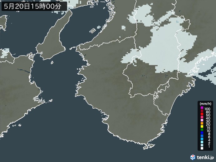 和歌山県の雨雲レーダー(2026年05月20日)