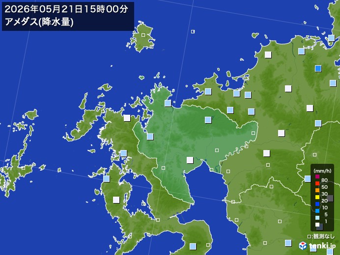 佐賀県の過去のアメダス実況(2026年05月21日)(降水量) - 日本気象協会 tenki.jp