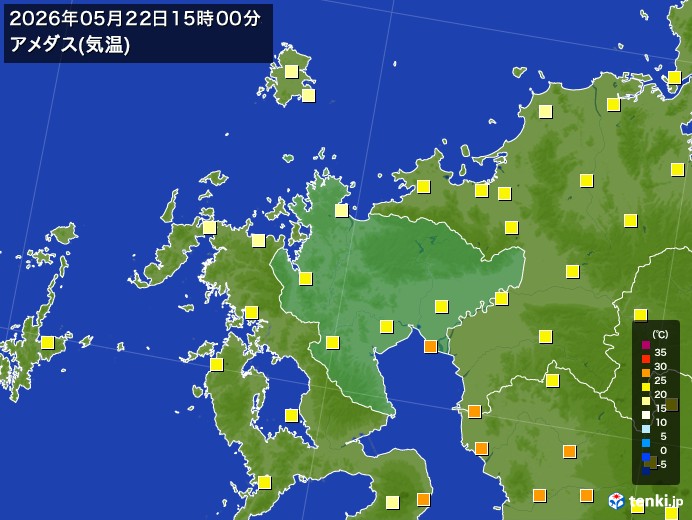 佐賀県の過去のアメダス実況(2026年05月22日)(気温) – 日本気象協会 tenki.jp 佐賀県の過去のアメダス実況(2026年05月22日)(気温) - 日本気象協会 tenki.jp