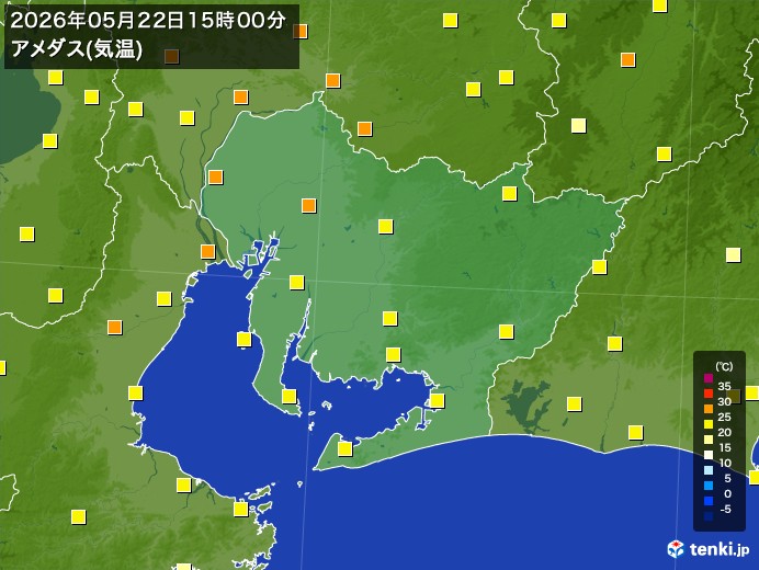 愛知県の過去のアメダス実況(2026年05月22日)(気温) - 日本気象協会 tenki.jp