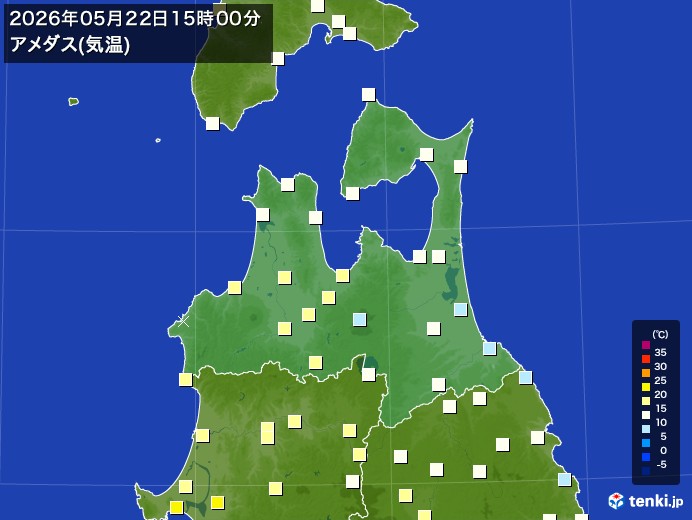 青森県の過去のアメダス実況(2026年05月22日)(気温) – 日本気象協会 tenki.jp 青森県の過去のアメダス実況(2026年05月22日)(気温) - 日本気象協会 tenki.jp