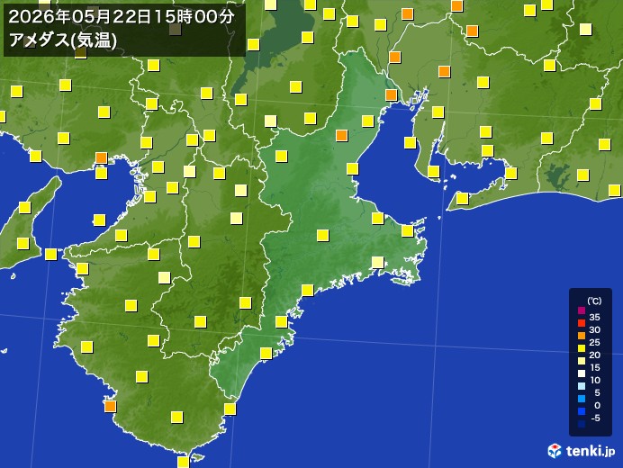 三重県の過去のアメダス実況(2026年05月22日)(気温) - 日本気象協会 tenki.jp