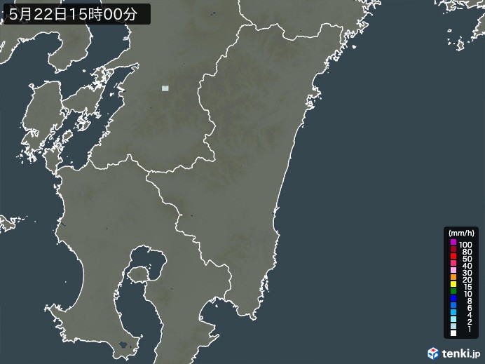 宮崎県の雨雲レーダー(2026年05月22日)