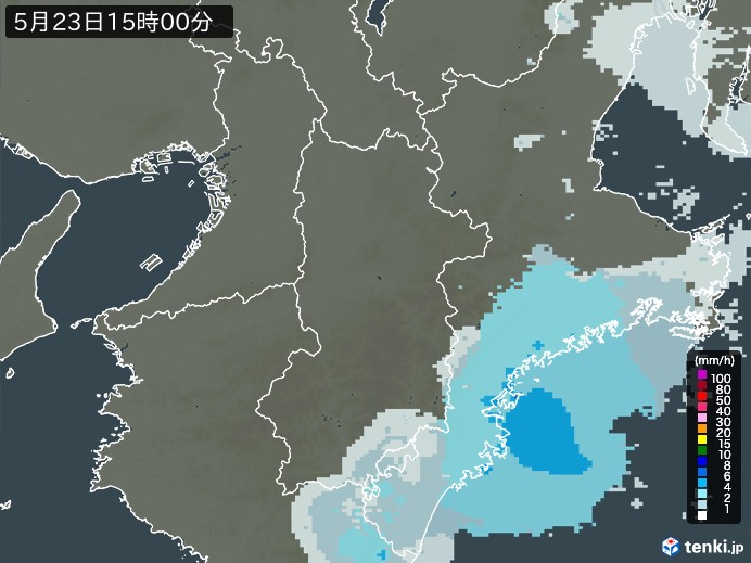 奈良県の雨雲レーダー(2026年05月23日)