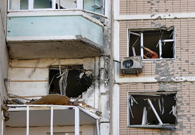 攻撃を受けたモスクワ州クラスノゴルスクの集合住宅。
