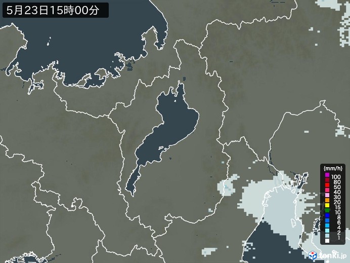 滋賀県の雨雲レーダー(2026年05月23日)
