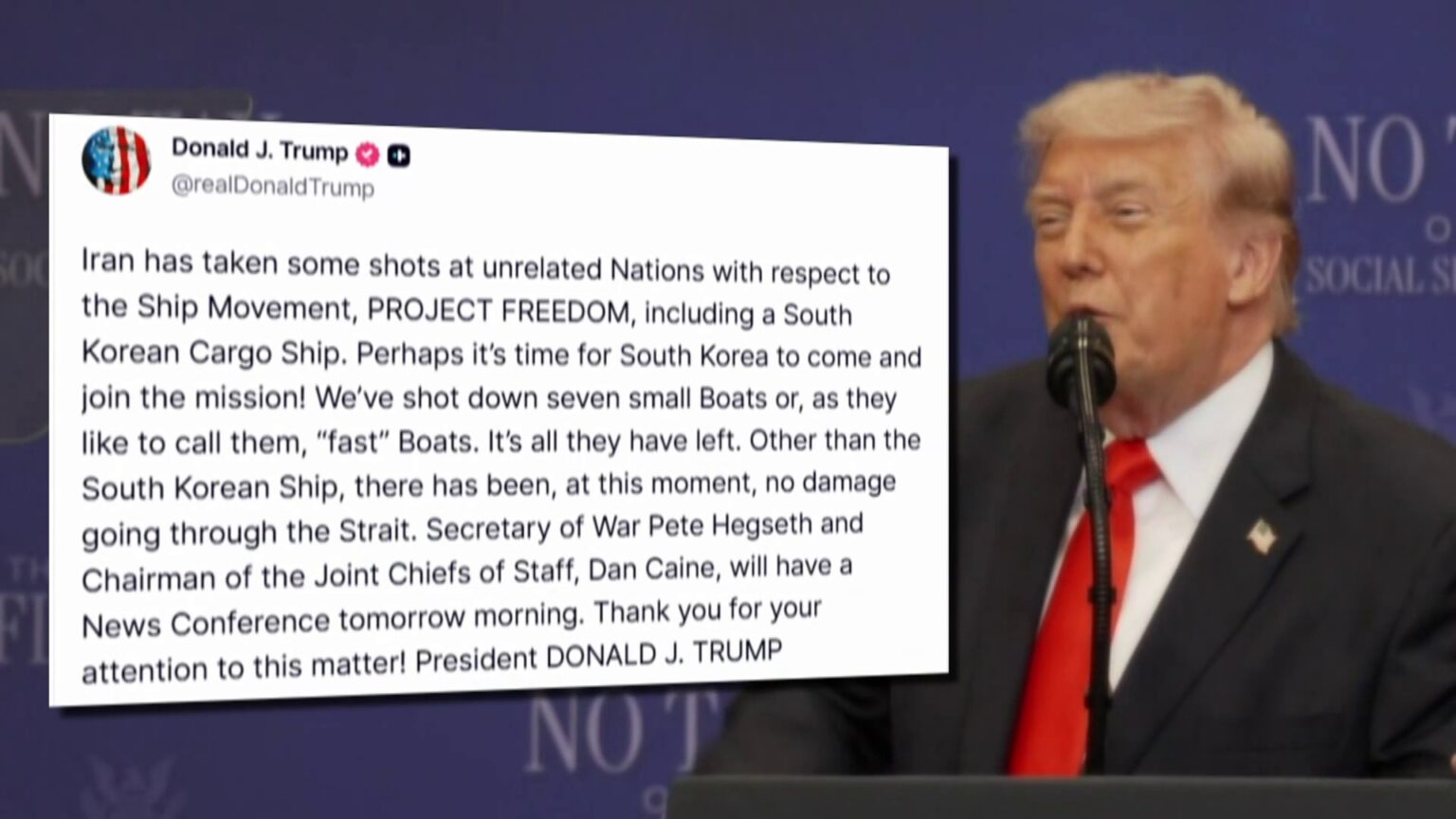 「アメリカ軍がイランの小型船7隻を撃沈」トランプ大統領がSNSに投稿　退避支援「プロジェクト・フリーダム」中に（TBS NEWS DIG Powered by JNN）