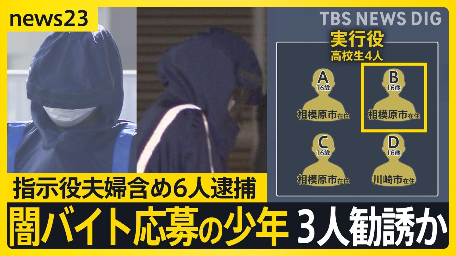 【栃木・強盗殺人】「後悔している」実行役少年の一部が供述 少年の一人SNSで闇バイト応募後3人勧誘か 指示役夫婦含め6人逮捕【news23】(TBS NEWS DIG Powered by JNN) 【栃木・強盗殺人】「後悔している」実行役少年の一部が供述 少年の一人SNSで闇バイト応募後3人勧誘か 指示役夫婦含め6人逮捕【news23】(TBS NEWS DIG Powered by JNN)
