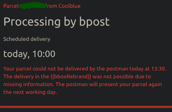 bpost ロッカーで配達できないのはなぜですか?彼らはどうして情報が欠けているのでしょうか？