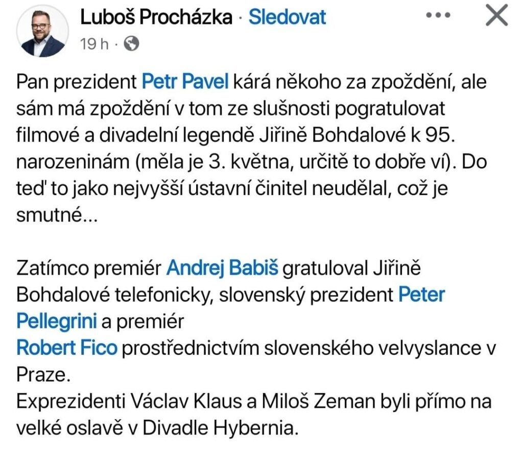 大統領はボダレク氏を祝福しなかったが、これは論理的には到着が遅れたことに対するバビシュ氏の謝罪がなかったことよりもさらに悪いことだ...