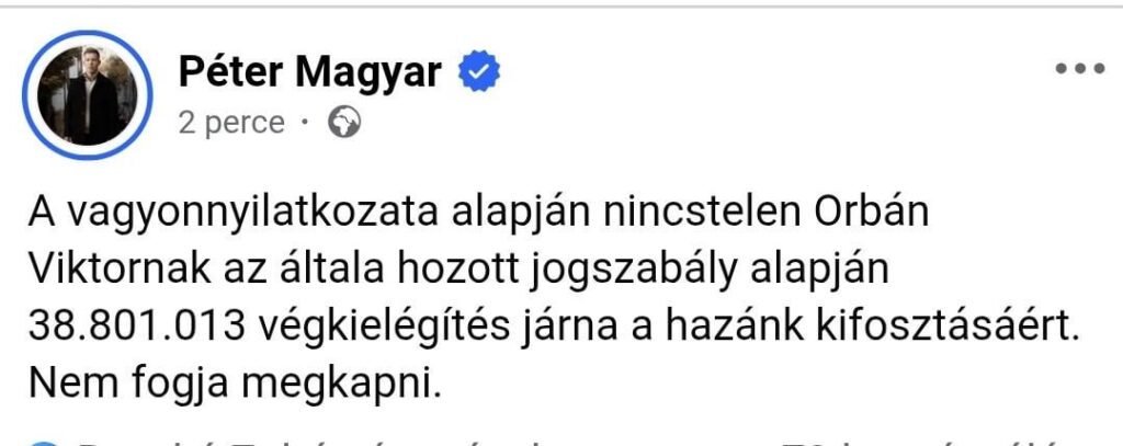 ペテル・マジャールのFacebookページ: