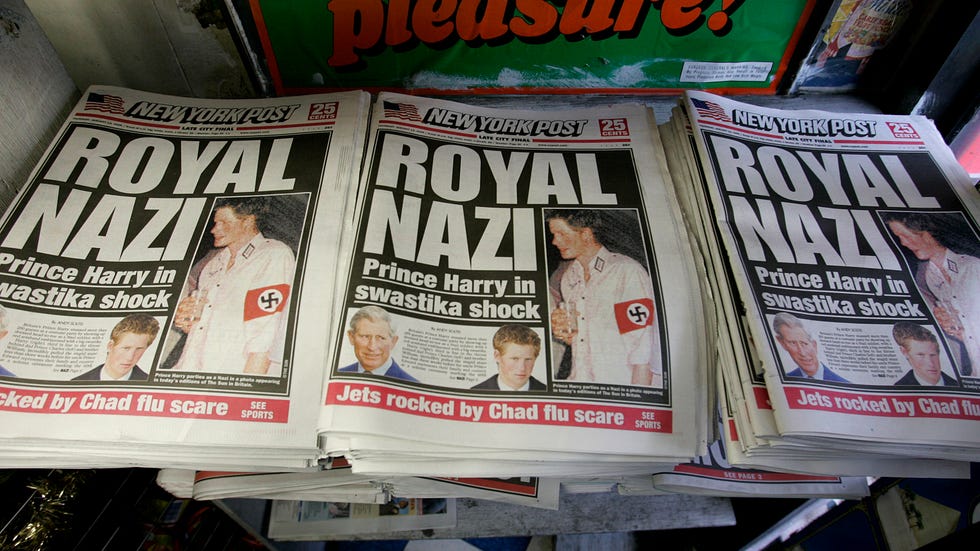 prince harry wears a nazi uniform to party