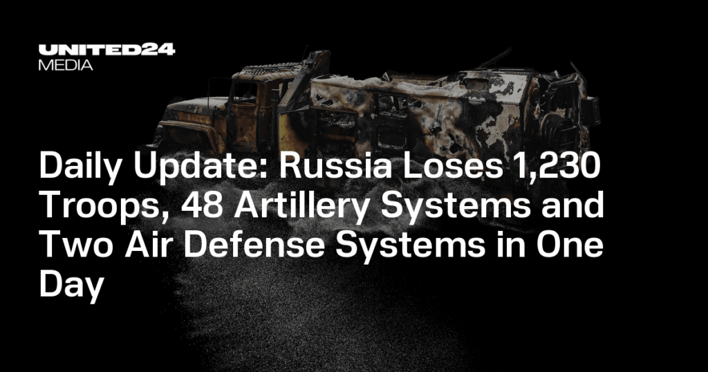 毎日更新：ロシアは1日で1,230人の軍隊、48の砲兵システム、2つの防空システムを失う