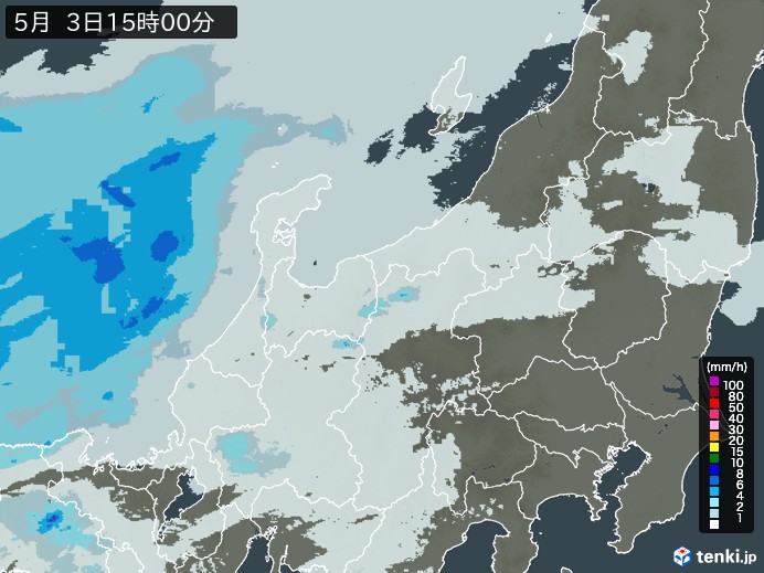 北陸地方の雨雲レーダー(2026年05月03日)