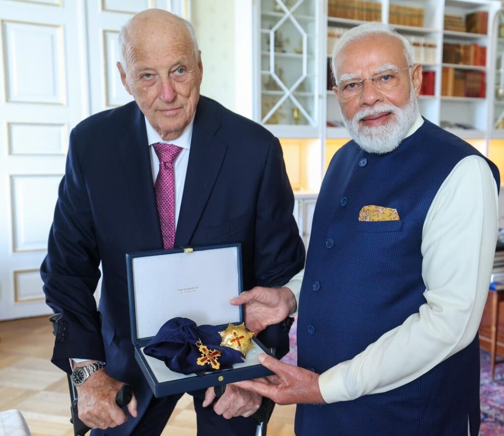 ノルウェー、インドのナレンドラ・モディ首相に最高の栄誉であるノルウェー王立功労勲章グランドクロスを授与