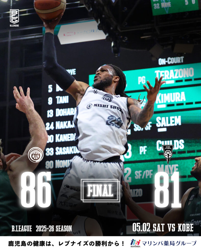 WN！WIN！WIN！ B2 PLAYOFFS QUARTERFINALS 2025-26 GAME2（5/2）試合結果のお知らせ