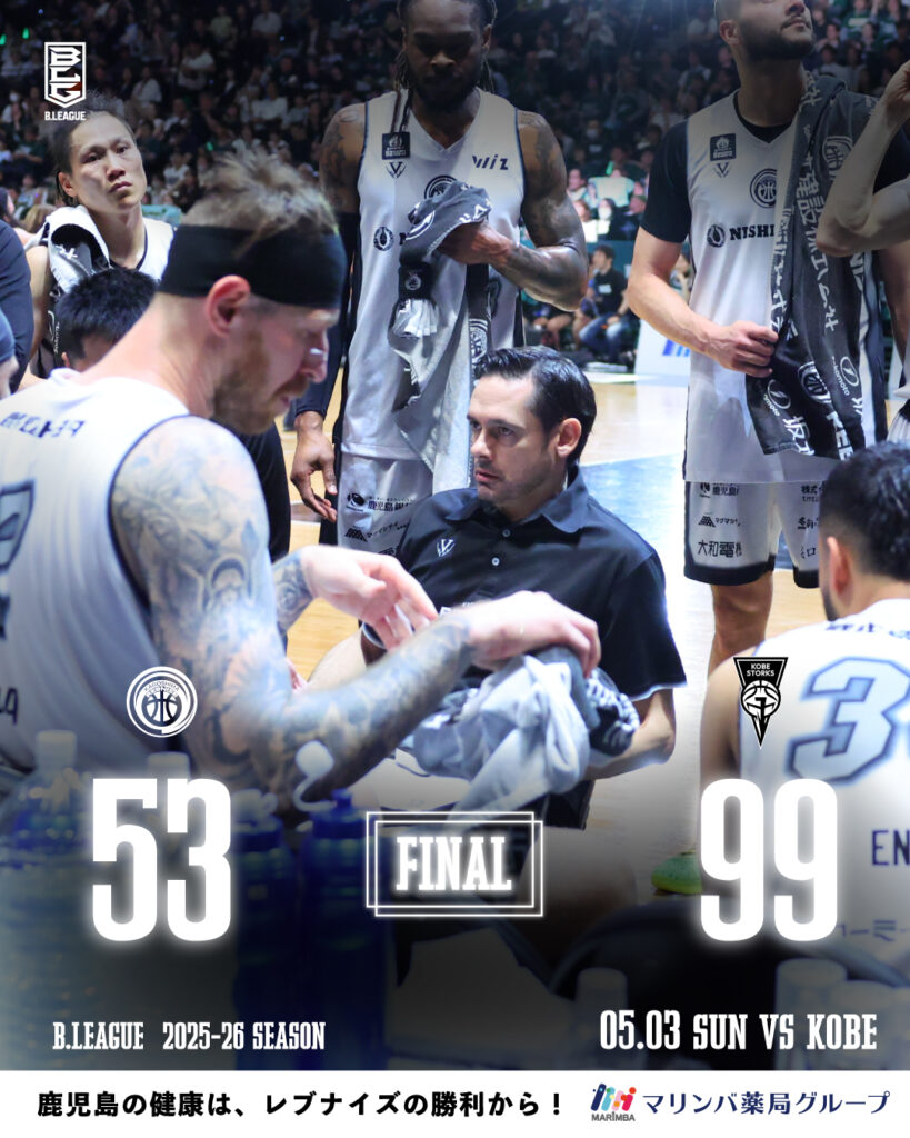 B2 PLAYOFFS QUARTERFINALS 2025-26 GAME3（5/3）試合結果のお知らせ
