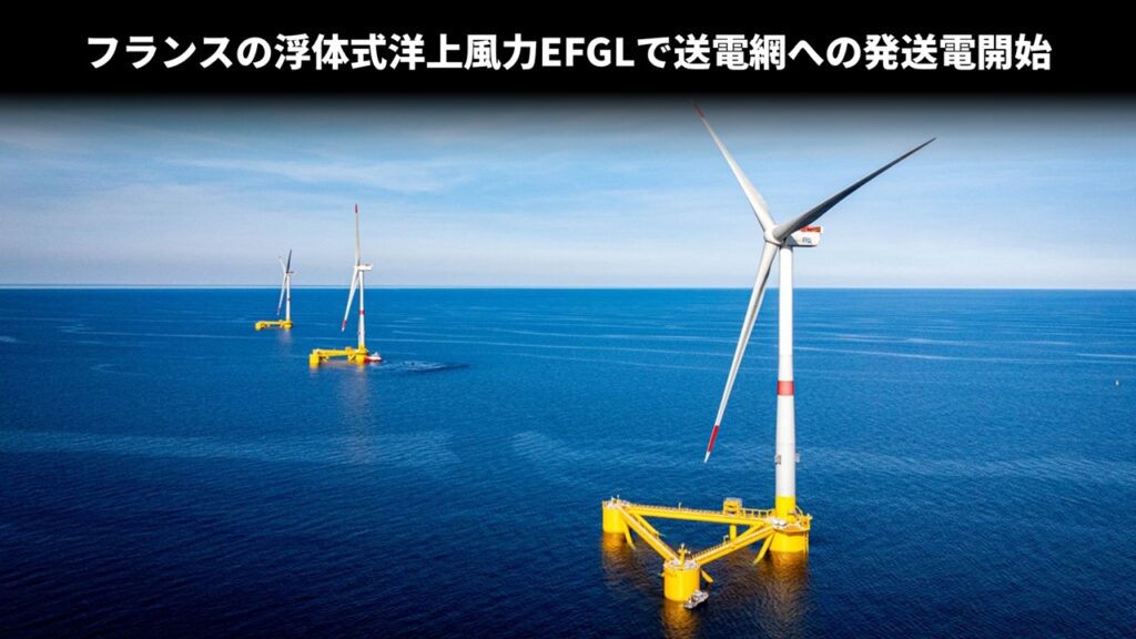 フランスの浮体式洋上風力EFGLで送電網への発送電開始