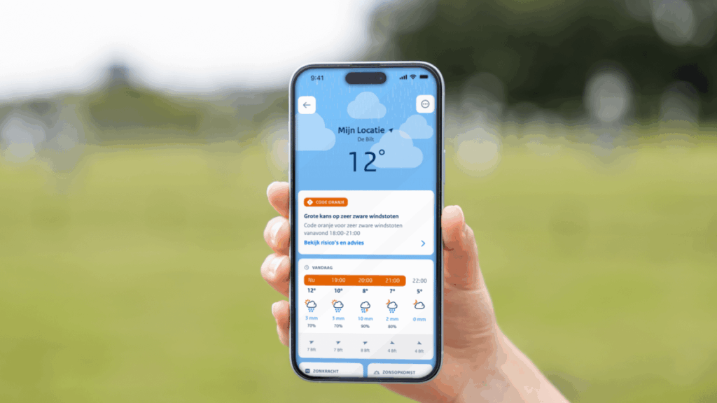 KNMI、法改正後、気象アプリでレーダー予報を利用可能に
