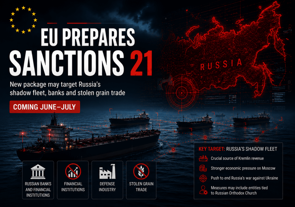 EUは6月か7月に第21弾の対ロシア制裁措置を準備している。新たな措置は銀行、軍事供給業者、影の艦隊、盗まれたウクライナ産穀物を販売する企業に打撃を与えると予想されている。この政策はモスクワの戦争経済に対する圧力をさらに強めることになるだろう。 #EU #ロシア #制裁 #ウクライナ