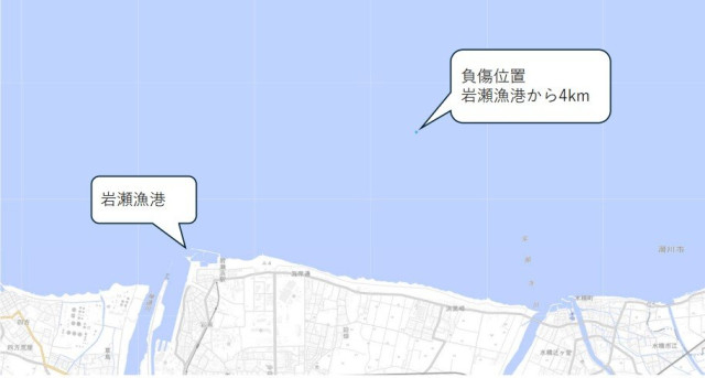 富山湾 ホタルイカ定置網の交換作業中、23歳男性にロープ当たり左腕など打撲 全治2週間　ドラムで巻上げ中に跳ね返ったか