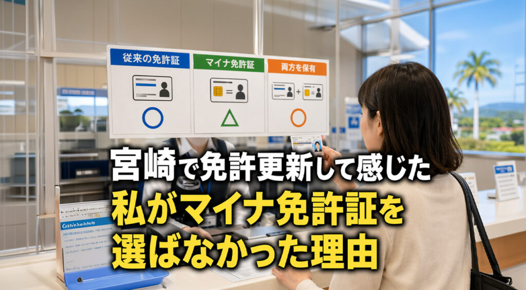 宮崎で免許更新して感じた　私がマイナ免許証を選ばなかった理由ーアイキャッチ画像