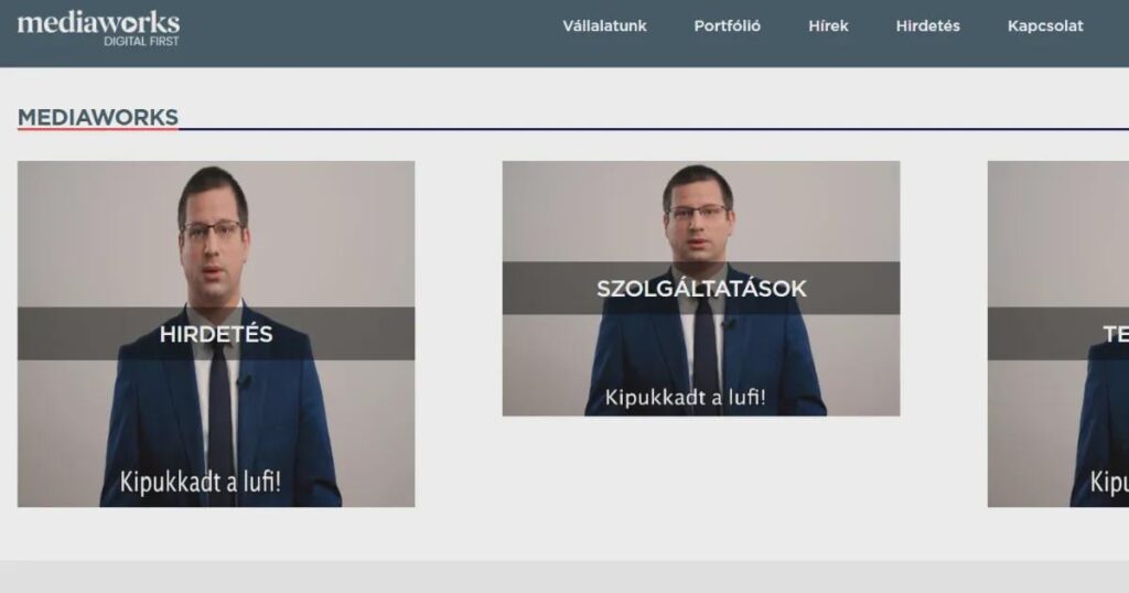 ゲルゲリー・グリアスの写真が、風船が割れたというテキストとともにメディアワークスのウェブサイトに掲載された。