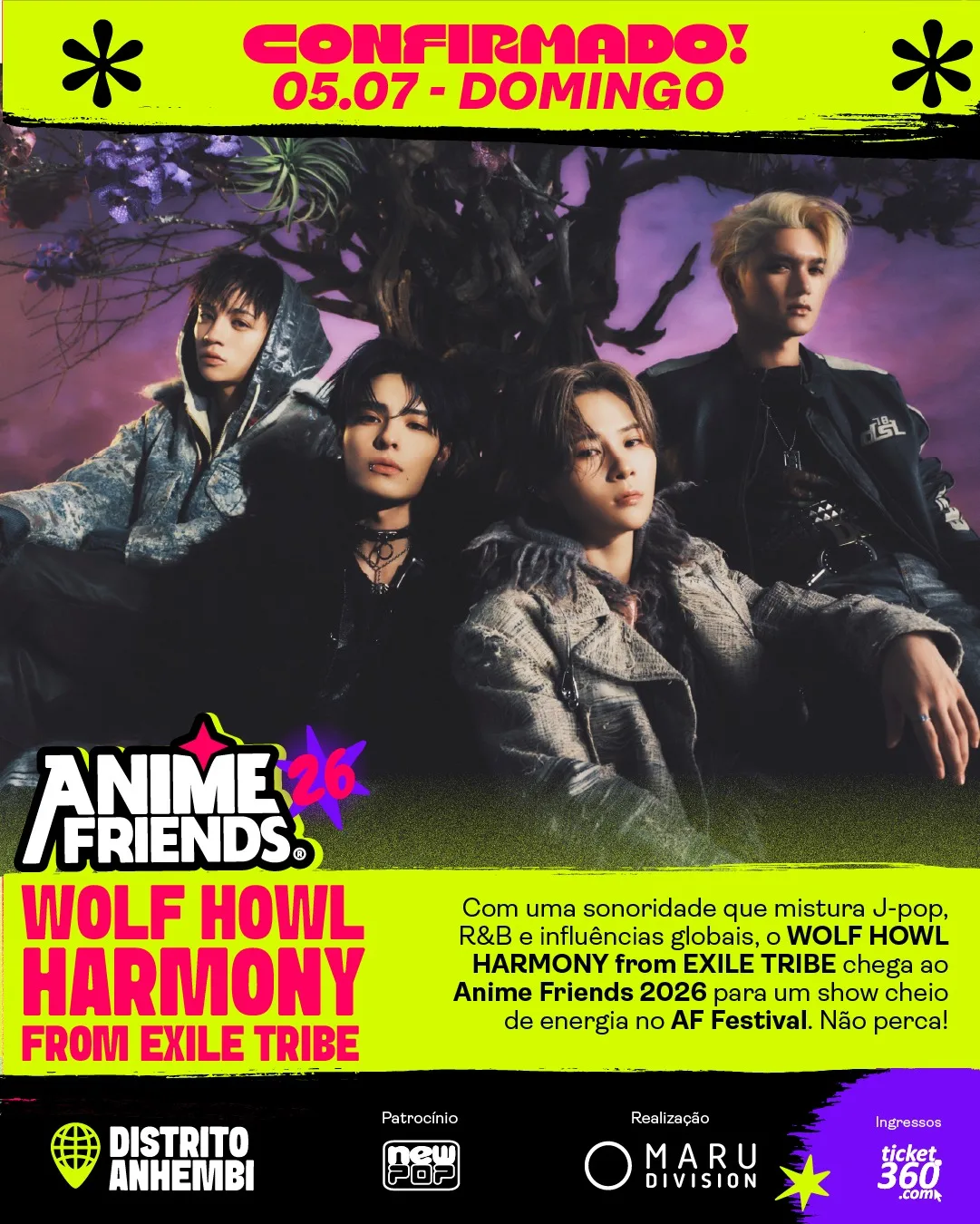 【WOLF HOWL HARMONY】SNSでのバズから、ついにGHEEのルーツでもあるブラジル・サンパウロで念願の初ライブへ！7月に行われる南米最大級のアジアポップカルチャーの祭典「Anime Friends 2026」出演決定！