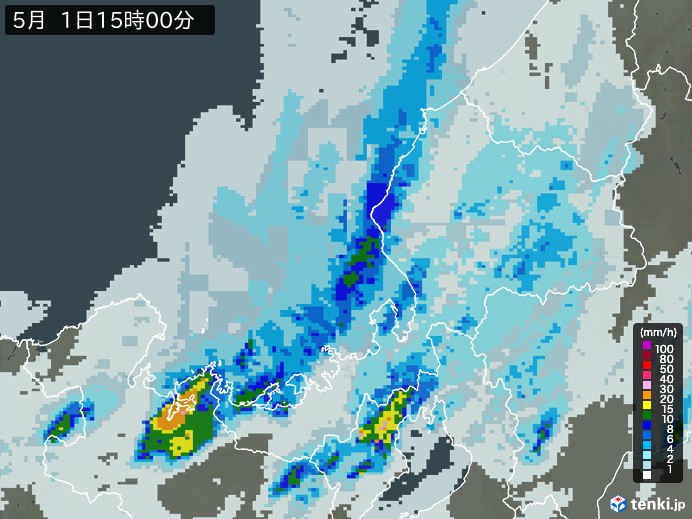 福井県の雨雲レーダー(2026年05月01日)