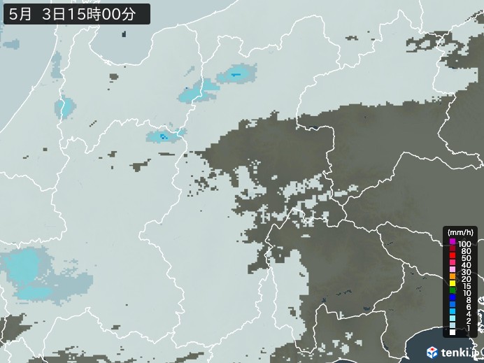 長野県の雨雲レーダー(2026年05月03日)