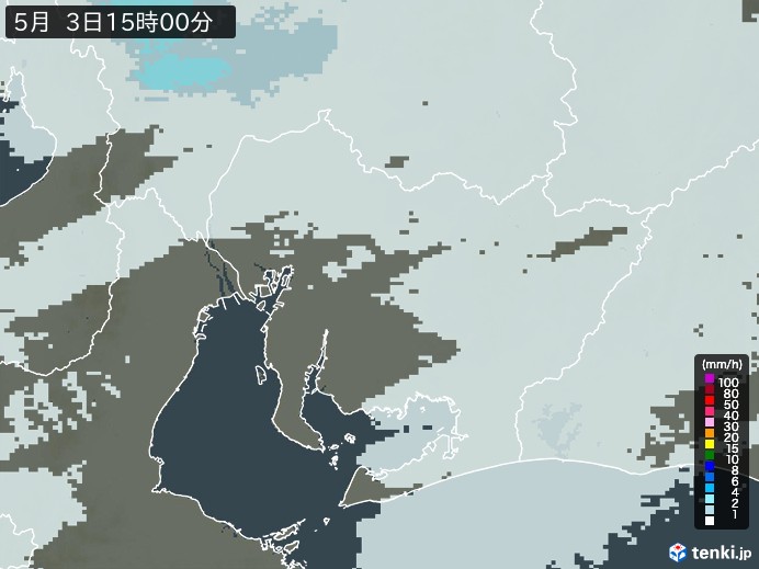 愛知県の雨雲レーダー(2026年05月03日)