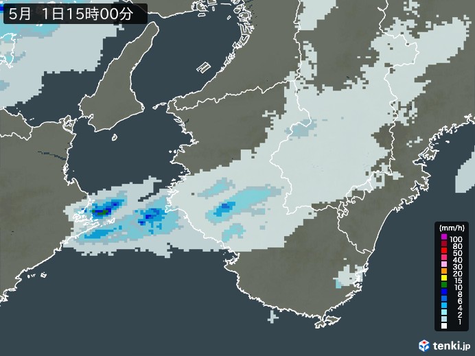 和歌山県の雨雲レーダー(2026年05月01日)