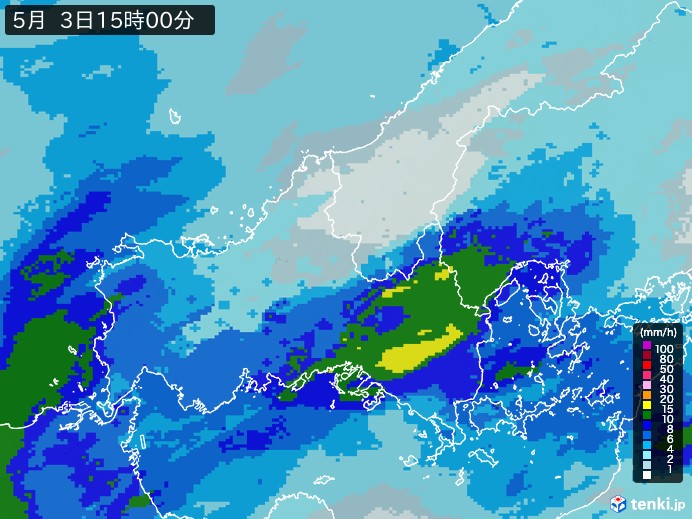 山口県の雨雲レーダー(2026年05月03日)