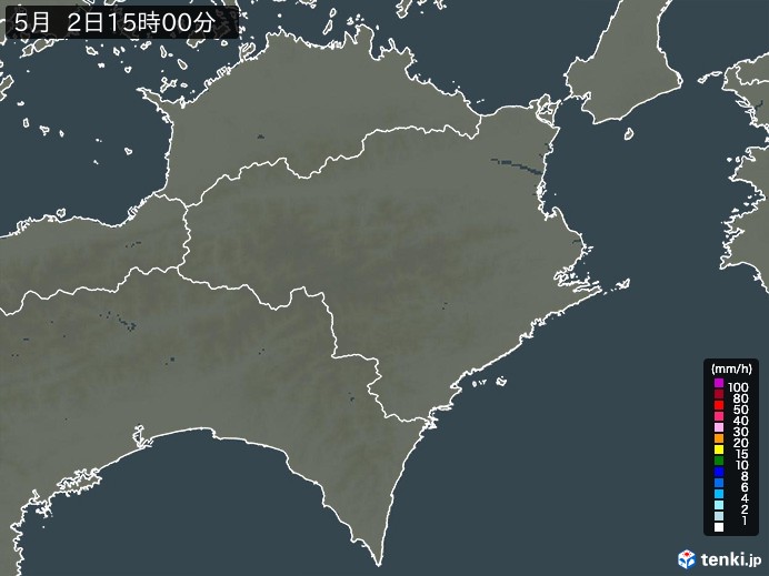 徳島県の雨雲レーダー(2026年05月02日)
