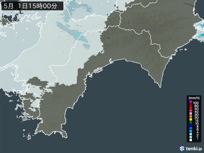 高知県の雨雲レーダー(2026年05月01日)