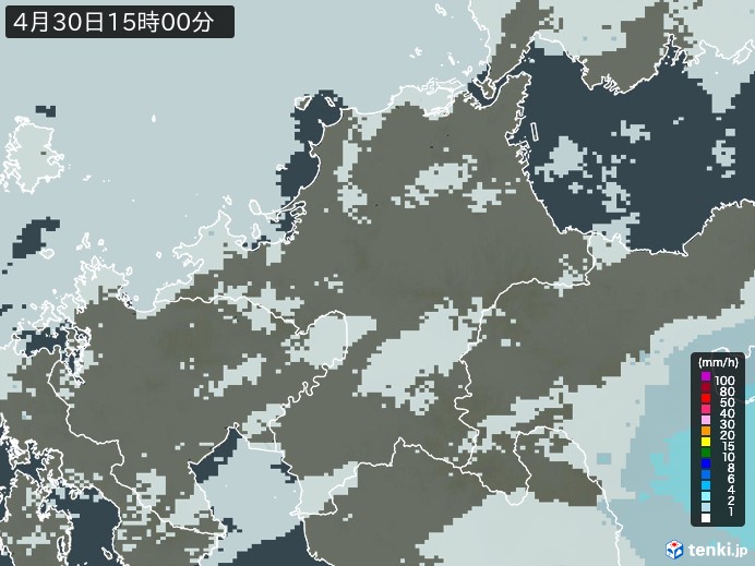 福岡県の雨雲レーダー(2026年04月30日)