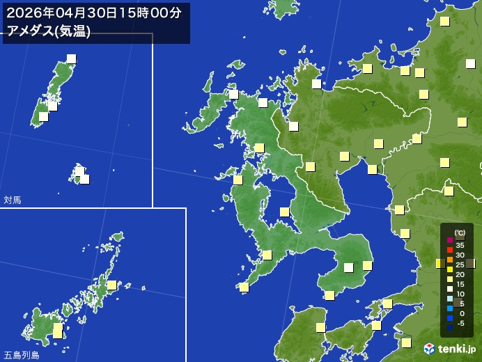 長崎県の過去のアメダス実況(2026年04月30日)(気温) - 日本気象協会 tenki.jp