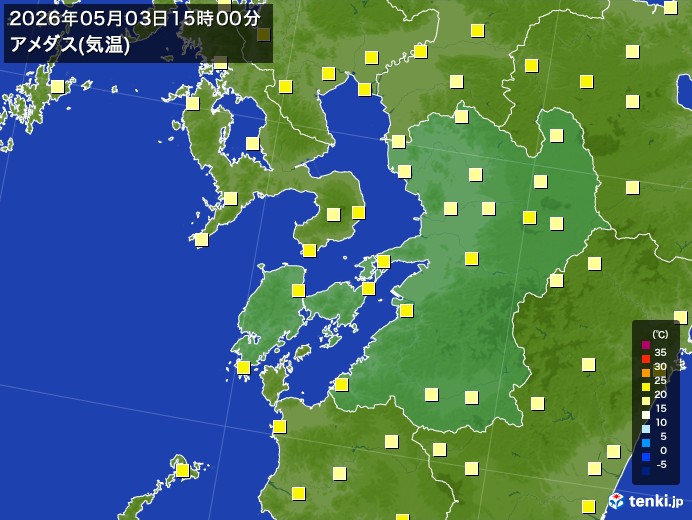 熊本県の過去のアメダス実況(2026年05月03日)(気温) - 日本気象協会 tenki.jp
