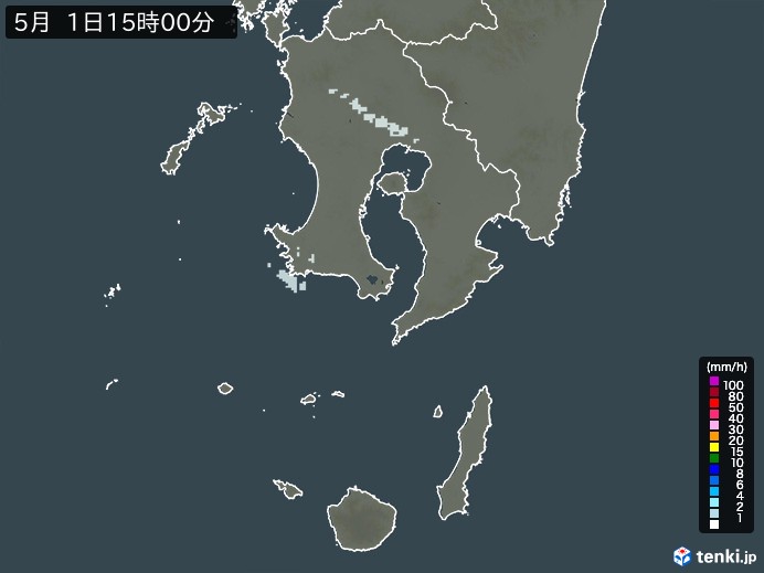 鹿児島県の雨雲レーダー(2026年05月01日)