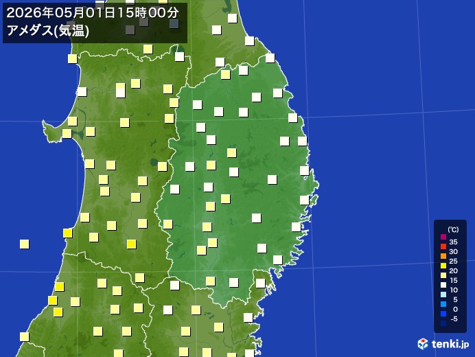 岩手県の過去のアメダス実況(2026年05月01日)(気温) - 日本気象協会 tenki.jp
