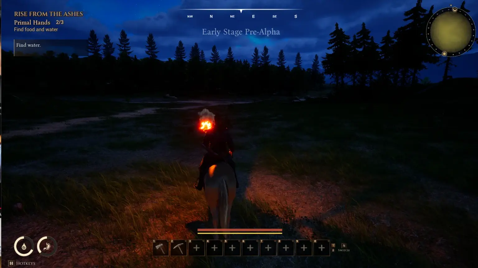 『Nomad: Steppeborn Saga』の夜のサバイバル画面
