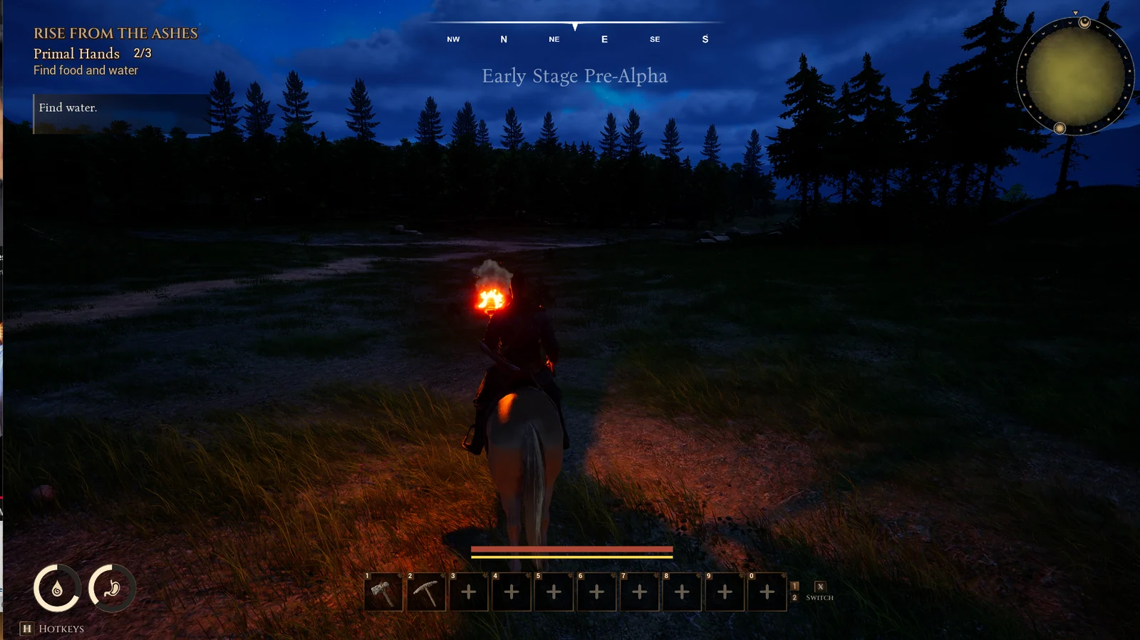『Nomad: Steppeborn Saga』の夜のサバイバル画面