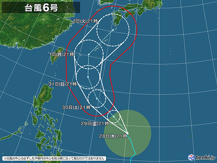 台風6号(2026年) / 最新位置・進路予想 - 日本気象協会 tenki.jp