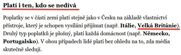 残念ながら、Novinky.cz のテレビ料金に関する今日の記事は完全な嘘です。